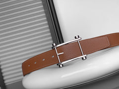 HM REVERSIBLE BLACK AND BRONZE BROWN LEATHER STRAP 32 MM SILVER HARDWARE