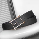HM REVERSIBLE BLACK AND CHOCOLATE BROWN LEATHER STRAP 32 MM COPPER HARDWARE