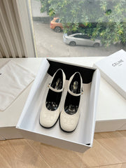 HIGH MARY JANE SHOES IN WHITE PATENT CALFSKIN