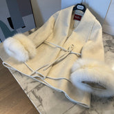 MAX MARA 25S CASHMERE COAT WITH FOX FUR TRIM 204