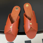 LP CLASSIC CROSS-STRAP SANDALS 25S IN RUST ORANGE LAMBSKIN