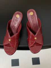 HIGH HEELS 80 MM IN RED CALFSKIN SNAKE EMBOSSING