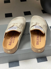 BALENCIAGA 25S MULES BIRKENSTOCK IN CREAM BEIGE SUEDE