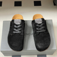 BALENCIAGA 25S MULES BIRKENSTOCK IN BLACK SUEDE
