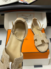 HM 25S SANTORINI SANDAL IN BEIGE SUEDE AND LAMBSKIN