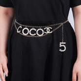 CHANEL 25S CHAIN BELT WITH PEARL 612634