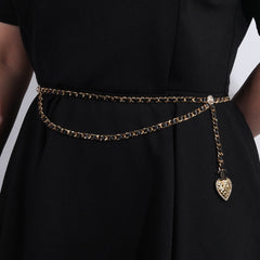 CHANEL 25S CHAIN BELT IN GOLD METALLIC AND BLACK CALFSKIN 614286