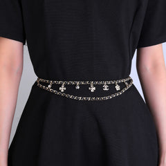 CHANEL 25S CHAIN BELT IN BLACK CALFSKIN AND GOLD METALLIC 614284