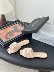 SLIPPER IN PEACH PINK CALFSKIN MIX WOOL