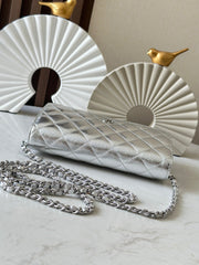 CHANEL 25S WALLET ON CHAIN 19 IN SILVER LAMBSKIN