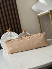 CHANEL 25S FLAP BAG 38 IN BEIGE FABRIC