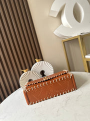 CHANEL 25S FLAP BAG 25 IN BROWN CALFSKIN WITH GOLD HARDWARE