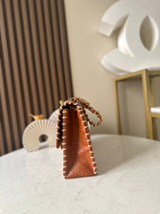 CHANEL 25S FLAP BAG 25 IN BROWN CALFSKIN WITH GOLD HARDWARE