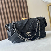 CHANEL 25S SHOULDER BAG 34 IN BLACK CAVIAR WITH SILVER HARDWARE