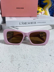 GLIMPSE SUNGLASSES 558345 IN PINK ACETATE GOLD EMBOSSED LOGO