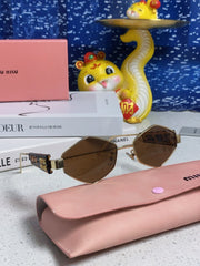 LOGO SUNGLASSES 560865 IN HAVANA ACETATE GOLD METAL BROWN LENS