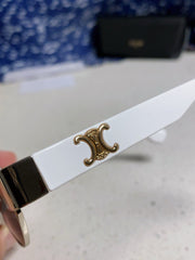 TRIOMPHE SUNGLASS 538530 IN WHITE ACETATE BLACK LENSES