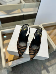 BALMAIN 25S SLINGBACK EVA 95MM IN BROWN AND BLACK ZEBRA PRINT CALFSKIN