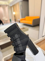 BALMAIN 25S UMA SANDALS 105MM IN BLACK VELCRO AND MESH