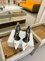 BALMAIN 25S SYNC STILETTOS WITH POINTED TOE 95MM IN WHITE CALFSKIN