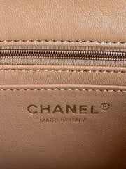 FLAP BAG 20 IN BRONZE BROWN LAMBSKIN WITH HANDLE- NEW