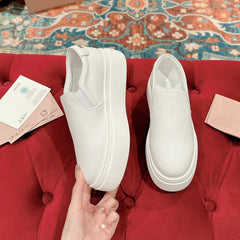 Slip-on Shoes High Sole White Canvas