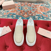 Slip-on Shoes High Sole Cream Color Canvas