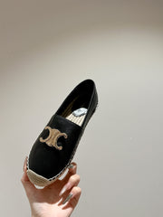 ESPADRILLES BLACK LAMBSKIN GOLD TRIOMPHE