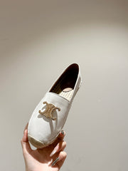 ESPADRILLES WHITE LAMBSKIN GOLD TRIOMPHE