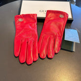 TOUCHSCREEN GLOVES IN RED LAMBSKIN AND SHEARLING LINING 463862