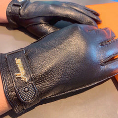 GLOVES IN BLACK DEERSKIN WITH LAMB FUR LINING 465015