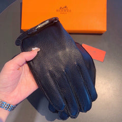 GLOVES IN BLACK DEERSKIN WITH LAMB FUR LINING 465015