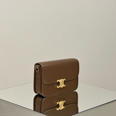 MINI CLAUDE 22 SHINY CALFSKIN CHOCOLATE BROWN