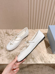 PRADA 25S BALLERINAS IN WHITE CALFSKIN GLOSSY