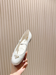 PRADA 25S BALLERINAS IN WHITE CALFSKIN GLOSSY