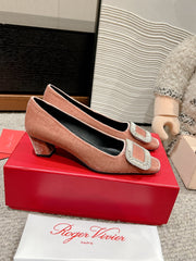 BELLE VIVIER PUMPS IN CANTALOUPE VELVET