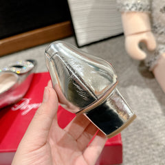 BELLE VIVIER PUMPS IN SILVER METALLIC CALFSKIN