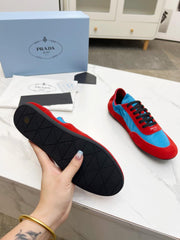 COLLAPSE SNEAKERS IN RED SUEDE AND SKY BLUE NYLON
