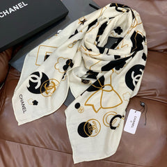 CHANEL 25S SCARF 140 IN SILK AND CASHMERE 932006