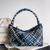 TOSCA SHOULDER BAG 27 IN BLUE MIX BLACK AND WHITE LAMBSKIN