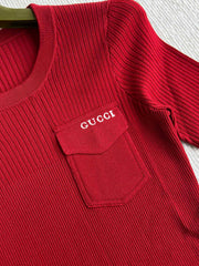 GUCCI SHORT-SLEEVE KNIT TOP 242808