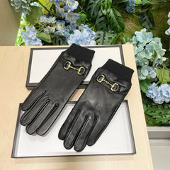 HORSEBIT GLOVES IN BLACK LAMBSKIN MIX WOOL 464975