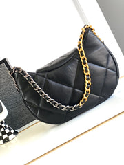 CC LARGE 30 HOBO BAG IN BLACK CALFSKIN MIX METAL HARDWARE