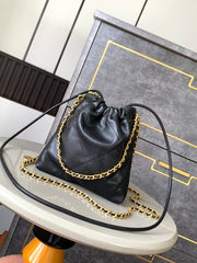 CHANEL BAG 25S 20 CM IN BLACK LAMBSKIN WITH GOLD HARDWARE