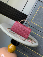 CHANEL 25S KELLY BAG 18 IN DARK RED CAVIAR LEATHER WITH GOLD HARDWARE