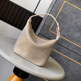 CHANEL 25S SHOPPING BAG 18 CM IN BEIGE RHINESTONE-STUDDED