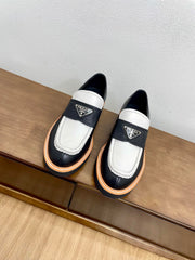 PRA CHOCOLATE LOAFERS BLACK AND WHITE CALFSKIN