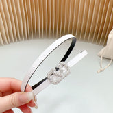 VL Belt 8mm Buckle Silver Diamond Leather White Black