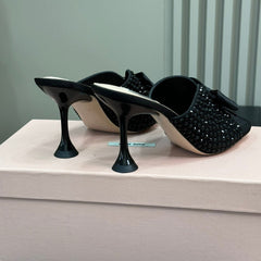 BLACK HIGH-HEELS COWHIDE WITH CRYSTALS-BLACK