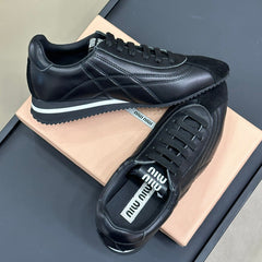 POINTED SPORTS SHOES BLACK LAMBSKIN